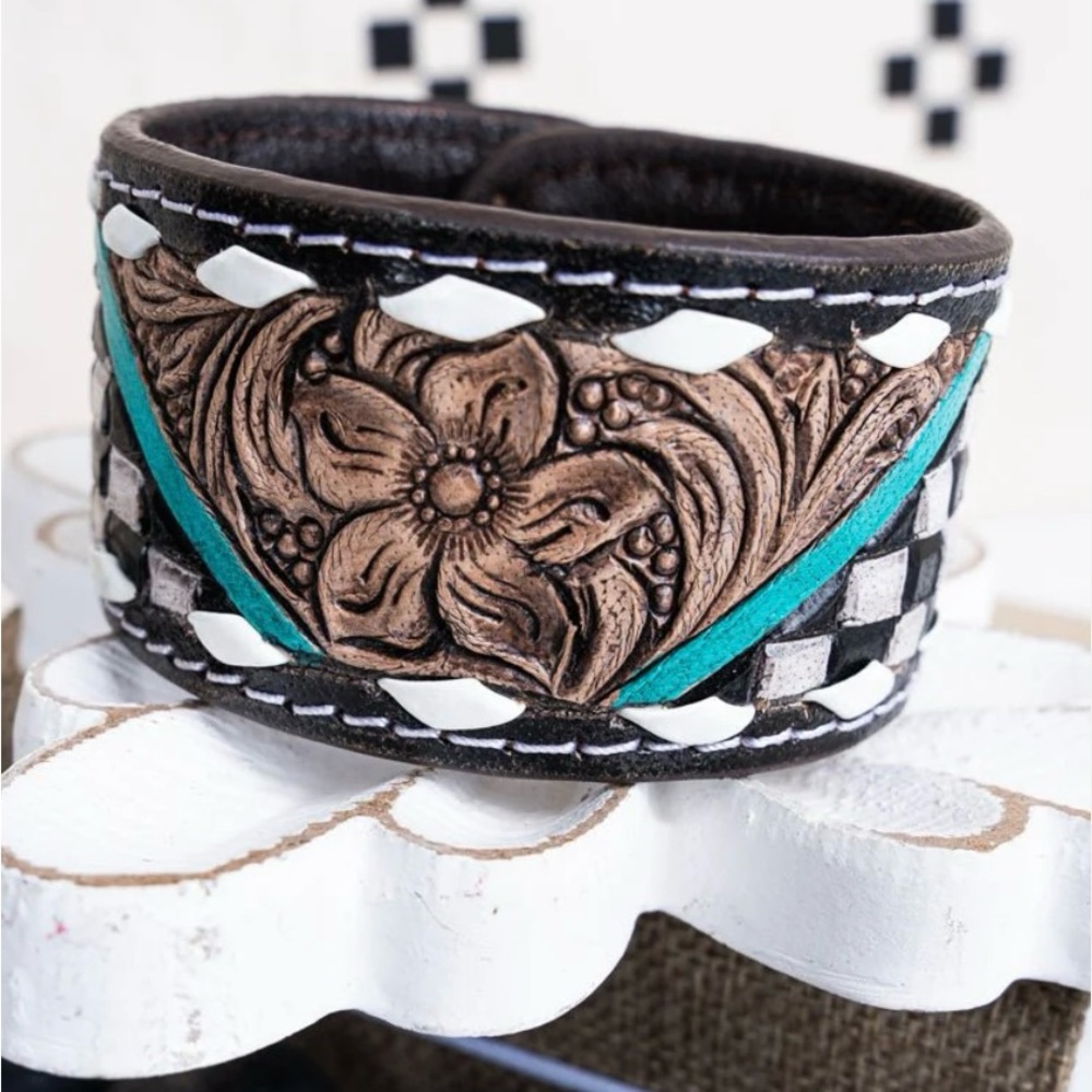Floral Embossed Snap Cuff Bracelet